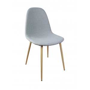 Lot de 4  chaises tissu GRIS - design scandinave vintage - pieds métal imitation bois - EMMA