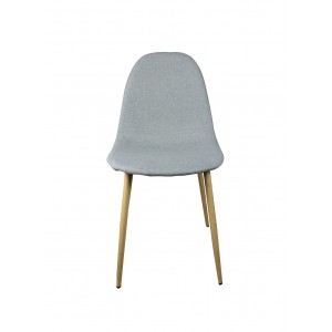 Lot de 4  chaises tissu GRIS - design scandinave vintage - pieds métal imitation bois - EMMA