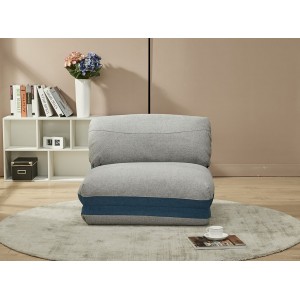 Chauffeuse Fauteuil convertible couchage lit 1 place tissu doux GRIS BLEU - 3 positions - ultra confortable - ZEN