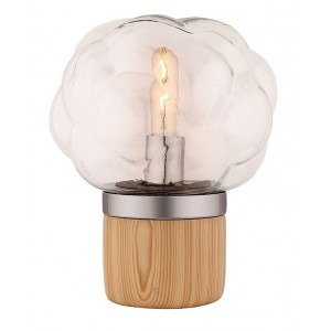 Lampe à poser en verre transparent et socle en bois - design nordique – BUBBLE LIGHT