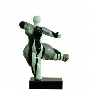 Statue femme dansant avec coulures gris / noir H33 cm - LADY DRIPS 02