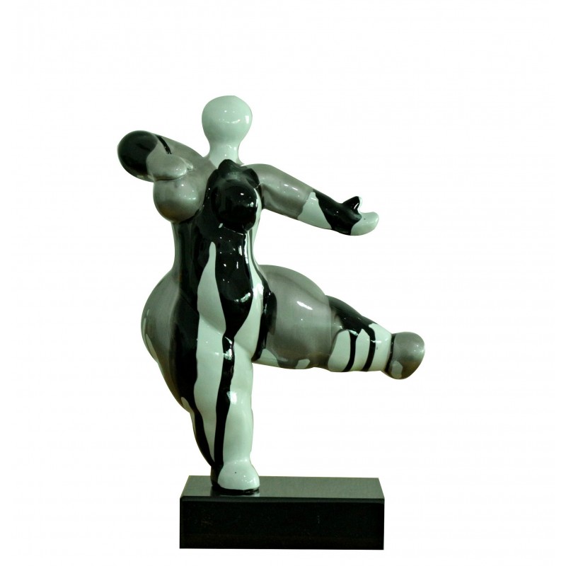 Statue femme dansant avec coulures gris / noir H33 cm - LADY DRIPS 02