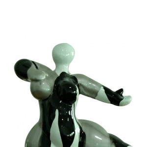 Statue femme dansant avec coulures gris / noir H33 cm - LADY DRIPS 02