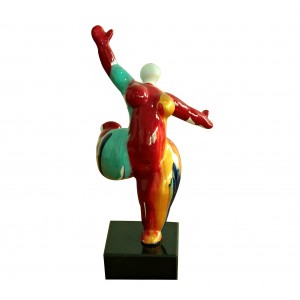 Statue femme jambe levée coulures rouge / doré H33 cm - LADY DRIPS 02
