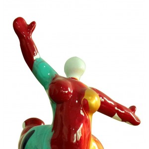 Statue femme jambe levée coulures rouge / doré H33 cm - LADY DRIPS 02