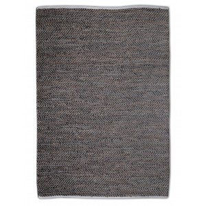 Tapis BRUN 120x180 rectangulaire CUIR et CHANVRE - matières recyclées - INDRA