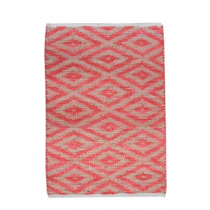 TAPIS ROUGE rectangulaire 60 x 90 COTON - motifs géométriques - LONA