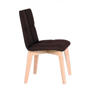 LOT DE 2 CHAISE scandinave tissu MARRON robuste - pieds bois clair - LEA