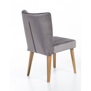 LOT DE 2 CHAISE scandinave VELOURS gris  - pieds bois chêne clair - ROYAL