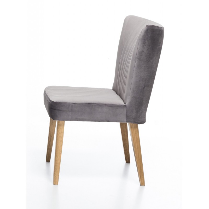 LOT DE 2 CHAISE scandinave VELOURS gris  - pieds bois chêne clair - ROYAL